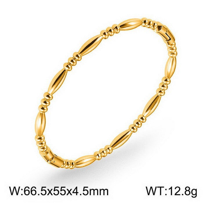 Bamboo Joint Design Stainless Steel Bracelet 18K Gold Plated Versatile High-Grade Plain Circle Bracelet