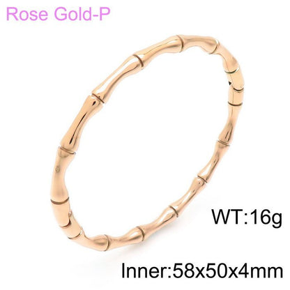 Bamboo Joint Design Stainless Steel Bracelet 18K Gold Plated Versatile High-Grade Plain Circle Bracelet